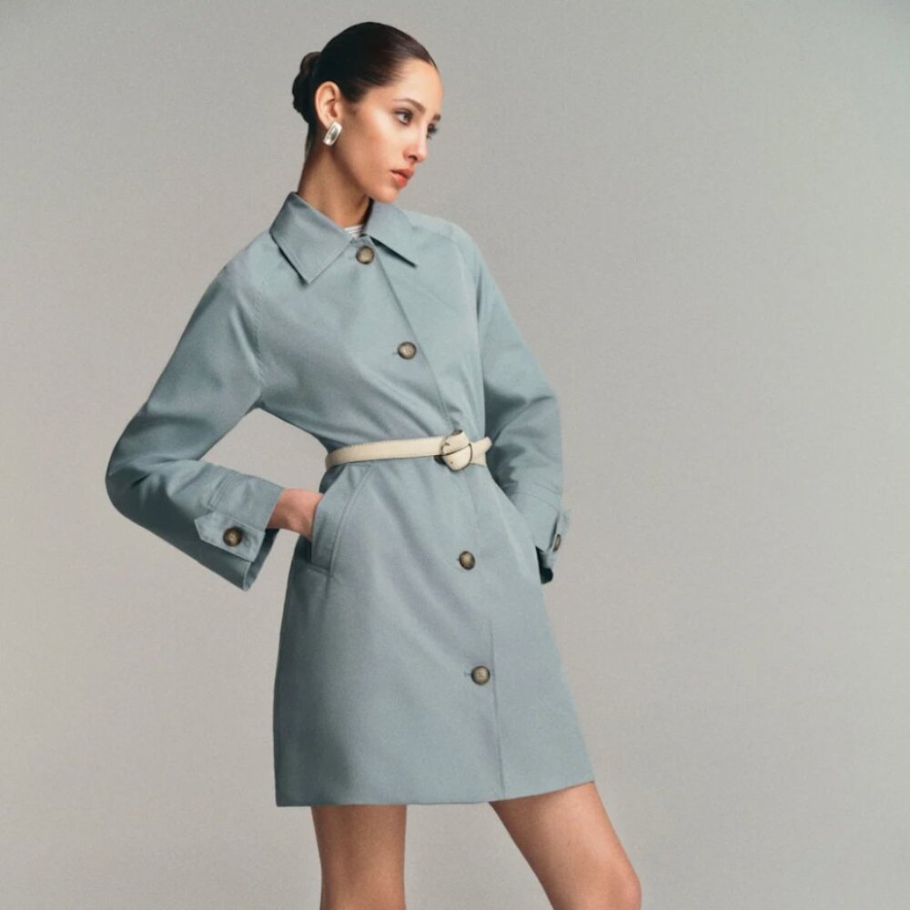Reformation Dion Trench Sky Blue Size S